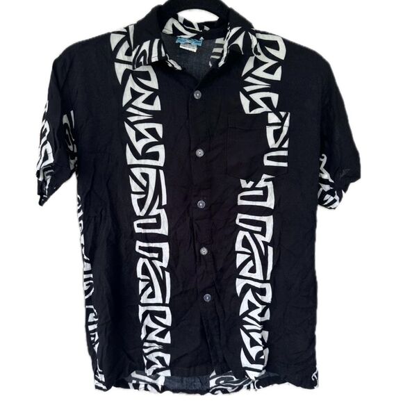 Da Edge Boy's Hawaiian Tribal Aloha Button Down Lightweight Dress Shirt 10 - Picture 1 of 6